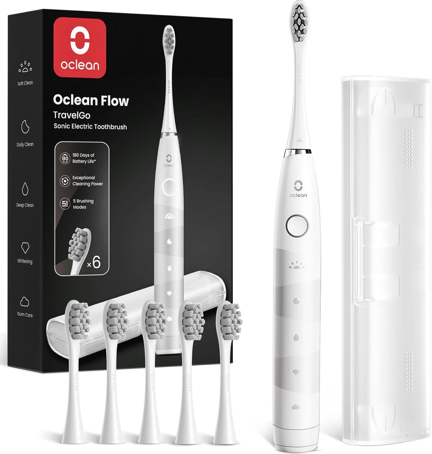 Oclean Find Duo Set Elektrische Zahnbürste, 2er Electric Toothbrush mit 5 Modi, Schallzahnbürste mit 180 Tage Akkulaufzeit, Wasserdicht nach IPX7- Pink & blau