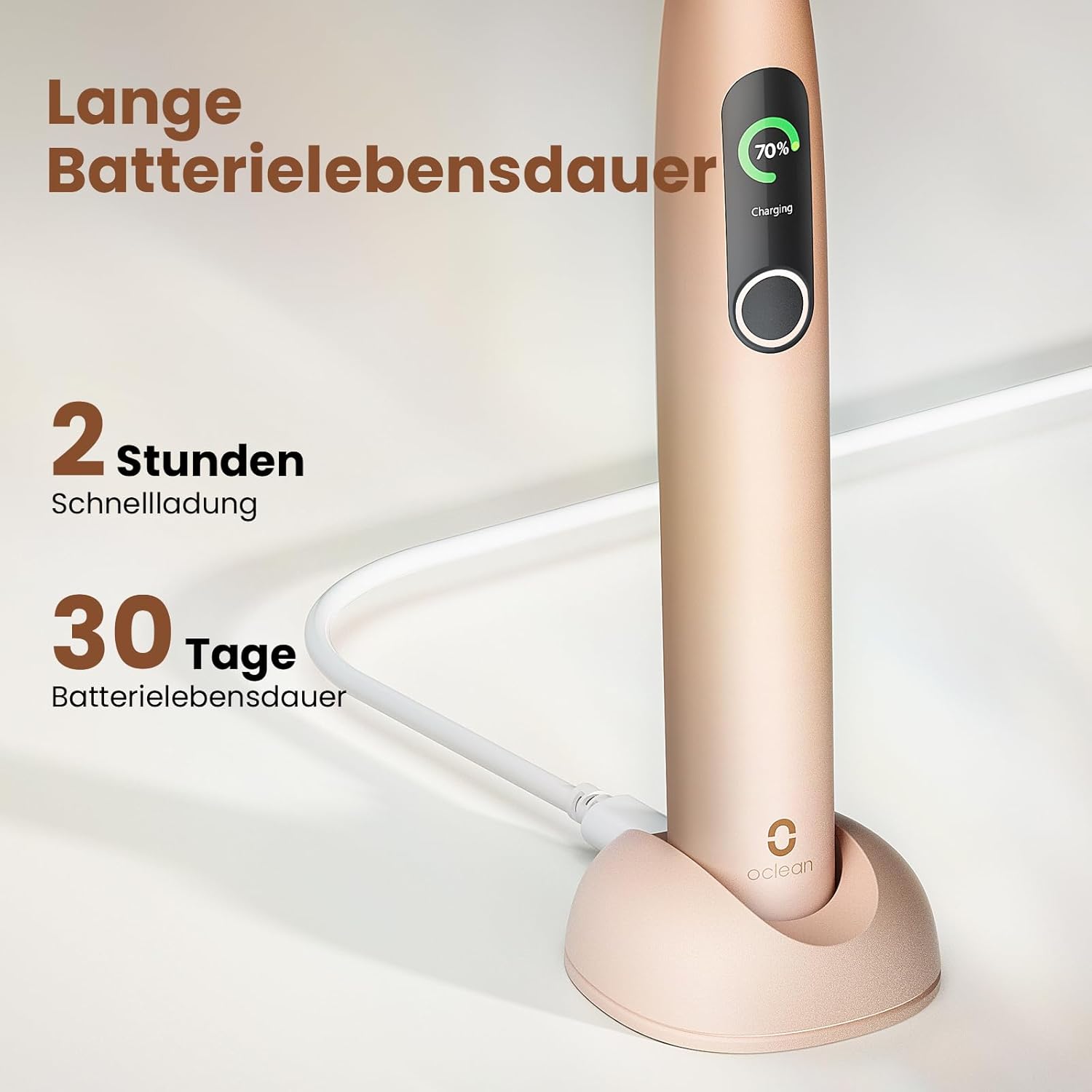 Oclean X Pro, Smart Sonic, elektrische Schallzahnbürste, 3 Putzprogramme mit Weißning, kabelloses Schnellladen für 30-Tage-Nutzung, Anti-Schimmel Design, Wasserdicht nach IPX7 – Pink