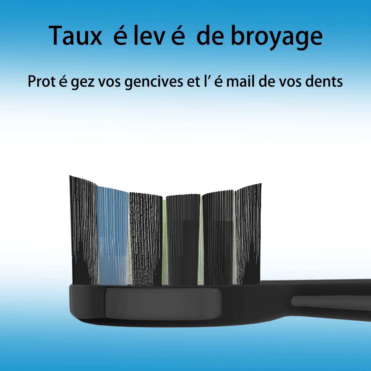Copimy Têtes de Brosse à Dents Electrique Compatible avec My Variations, 6 têtes de brosse compatibles avec brosse à dents électriques MyVariations tete de rechange brossettes (noir)