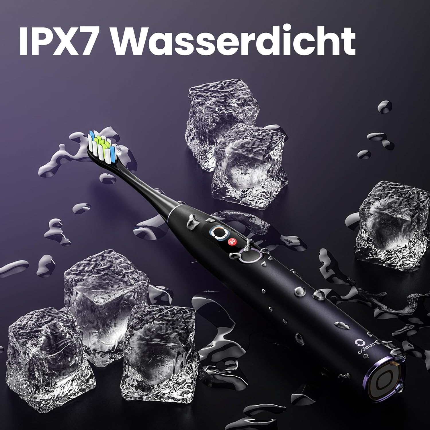 Oclean Elektrische Zahnbürste X Series Pro Gift Set, Schallzahnbürste mit Bildschirm, 3 Modi & 32 Intensitäten Sonic Electric Toothbrush mit Timer, 6 Stücke Bürstenköpfe mit Reiseetui, Dunkellila