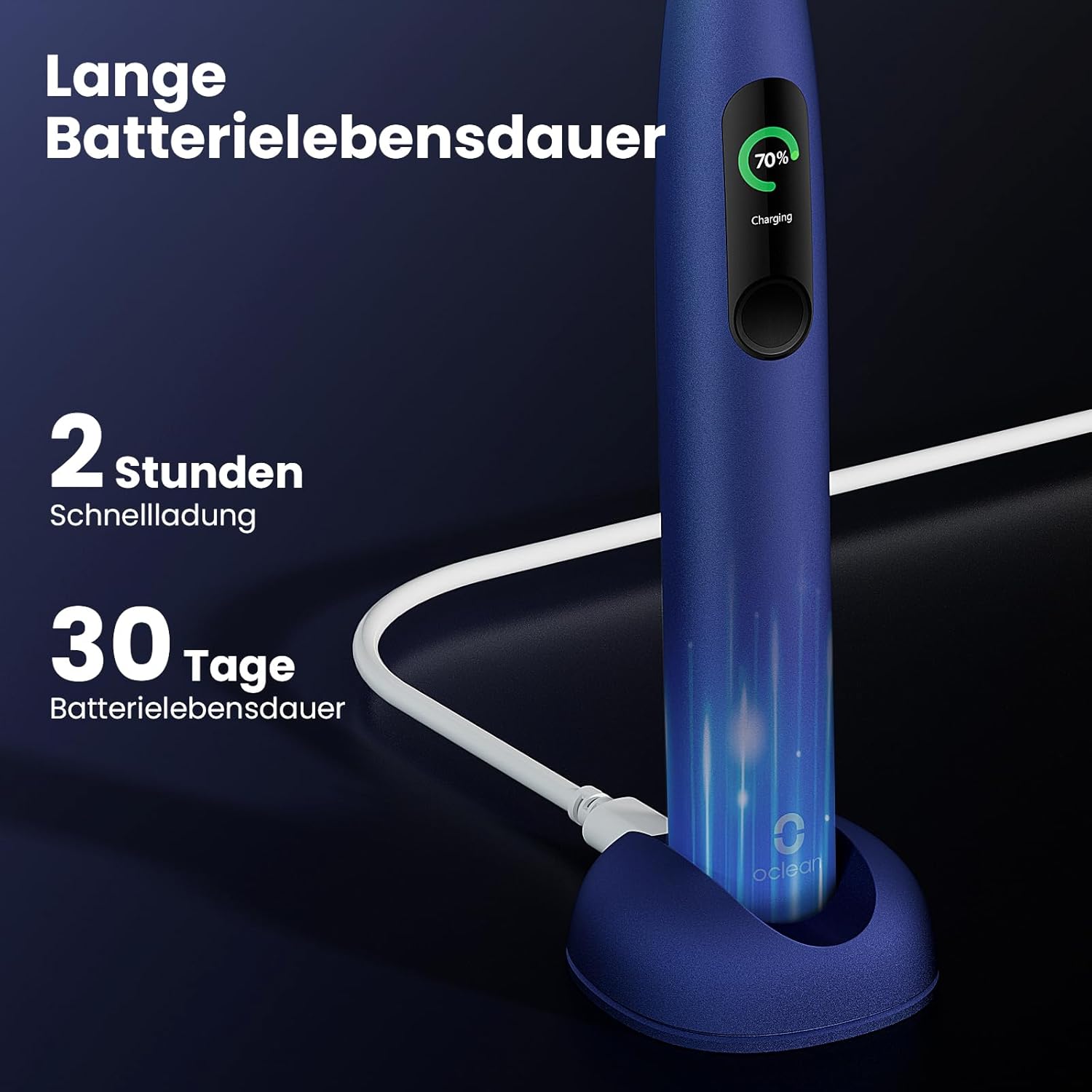 Oclean X Pro Elektrische Zahnbürste, Schallzahnbürste mit Farbdisplay, 3 Putzmodi & 32 Intensitäten, 30 Tage Akkulaufzeit, mit Timer, Drucksensor & APP, Blau