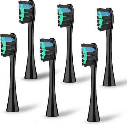 Copimy Têtes de Brosse à Dents Electrique Compatible avec My Variations, 6 têtes de brosse compatibles avec brosse à dents électriques MyVariations tete de rechange brossettes (noir)