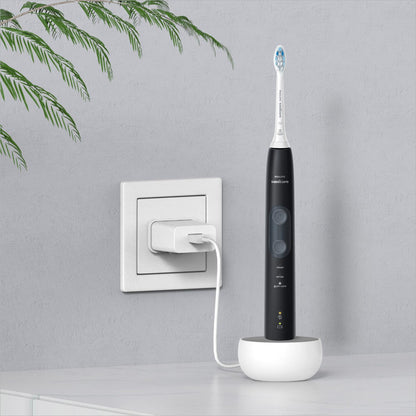2-in-1-Wandladegerät für die elektrische Zahnbürste Philips Sonicare, 3-Port-Ladestation mit US-Stecker für Philips 1100 3100 4100 4300 4500 5100 5300 6000 6100 6300 7000 Serie, IPX5, Weiß 