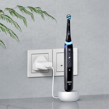 2-in-1-Wandladegerät für elektrische Zahnbürsten von Oral-B Braun, Ladestation für Oral B Genius Pro Smart Vitality Kids io2 io3 io4 io5 io6 Serie, IPX5, Weiß 