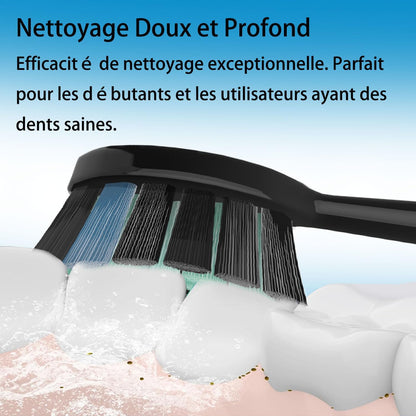 Copimy Têtes de Brosse à Dents Electrique Compatible avec My Variations, 6 têtes de brosse compatibles avec brosse à dents électriques MyVariations tete de rechange brossettes (noir)