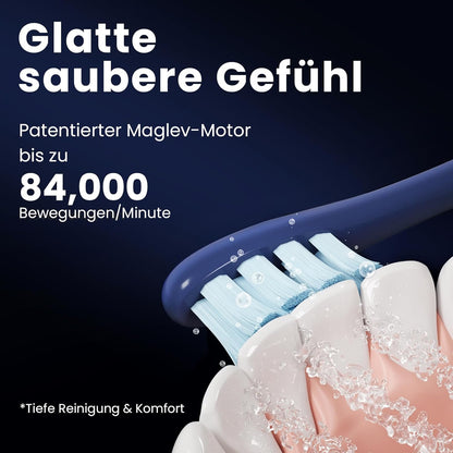 Oclean X Pro Elektrische Zahnbürste, Schallzahnbürste mit Farbdisplay, 3 Putzmodi & 32 Intensitäten, 30 Tage Akkulaufzeit, mit Timer, Drucksensor & APP, Blau