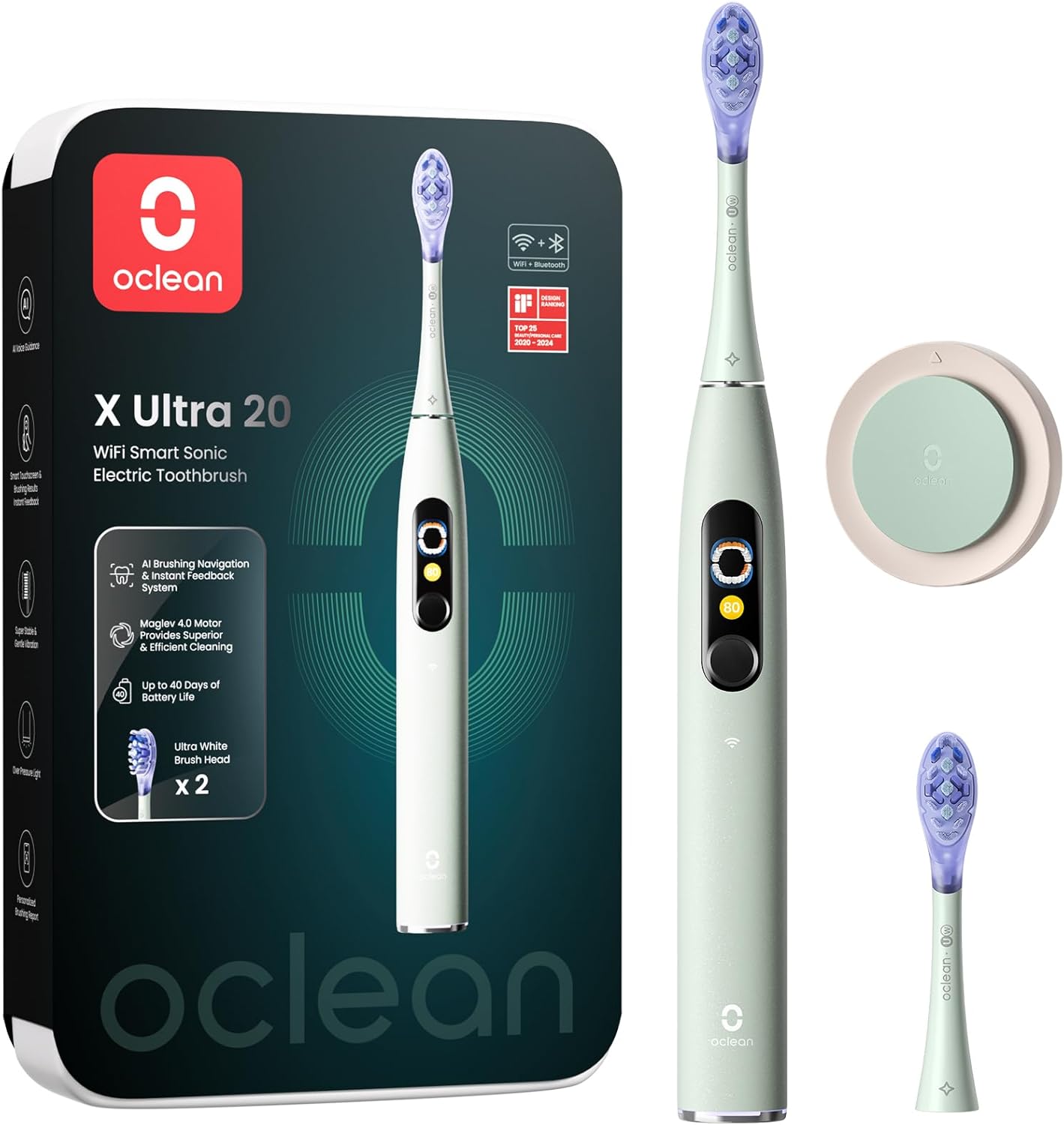 Oclean X Ultra 20 WiFi Elektrische Bürste, Grün