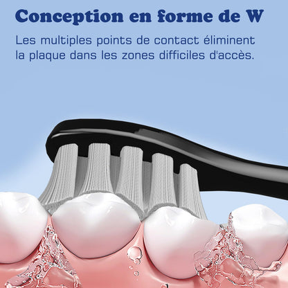 Copimy Têtes de Brosse à Dents Electrique Compatible avec My Variations, 10 têtes de brosse compatibles avec brosse à dents électriques MyVariations tete de rechange brossettes (Noir)