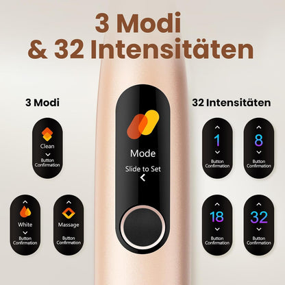 Oclean X Pro, Smart Sonic, elektrische Schallzahnbürste, 3 Putzprogramme mit Weißning, kabelloses Schnellladen für 30-Tage-Nutzung, Anti-Schimmel Design, Wasserdicht nach IPX7 – Pink